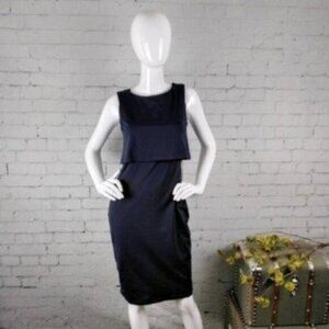 Susana Monaco Layered Top Sheath Dress Midnight Size Medium